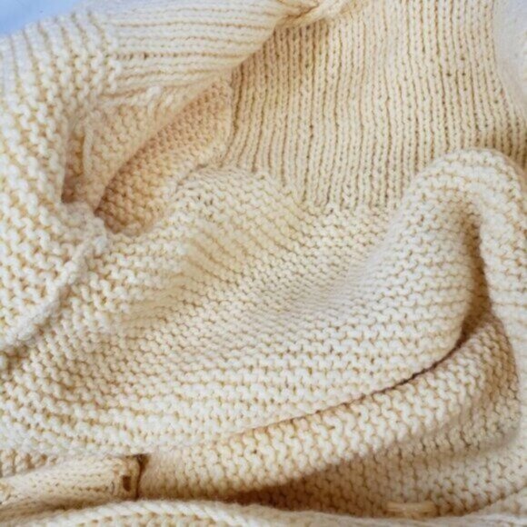 Vintage Handmade Knit Maxi Cardigan Button Up Self Tie POCKETS Medium La… - Picture 15 of 16